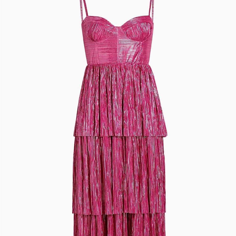 Sabina Musayev 

Ascella Metallic Corset Tiered Midi Dress